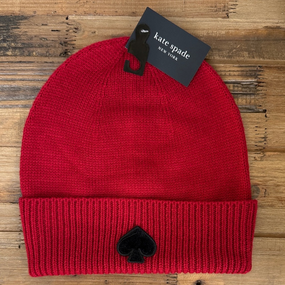 NWT! ♠️ Kate Spade Flocked Spade Beanie Hat